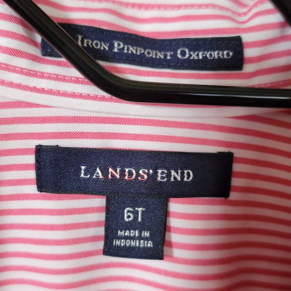 NWOT Lands End Red and White Striped No Iron Broadcloth Size 6 Women's Blouse - Picture 2 of 5